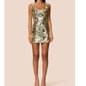 Nookie Seraphine Mini Dress: GOLD embellished dress